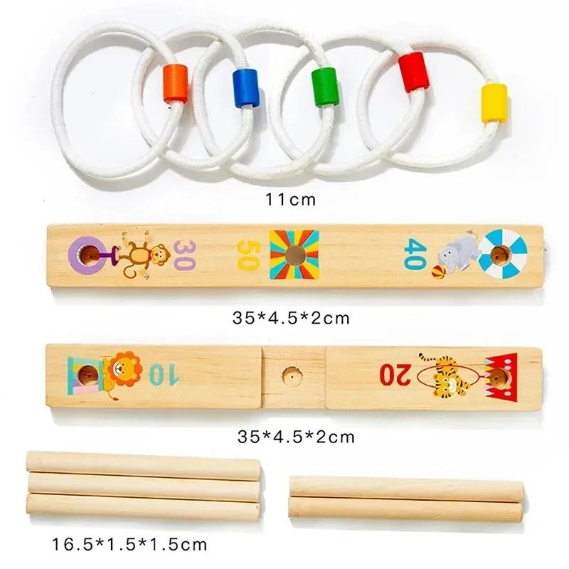 1 Set Throwing Ring Ferrule Game For Family Children Wooden Educational Toy Ferrule Game Puzzle Toy Ring Toss Montessori Toys