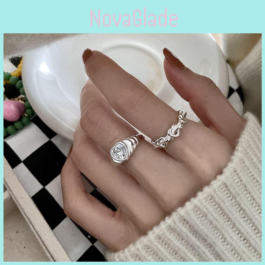 Elegant Korean Dongsamun Style Twisted Heart Shaped Ring With Sparkling 925 Silver