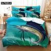 3D Printed Quen - Sized Dimensions 3D Fish Beding Soft with Soft Fabric Duvet Cover Set - Home Textiles for Festive Santa - Themed Bedroms