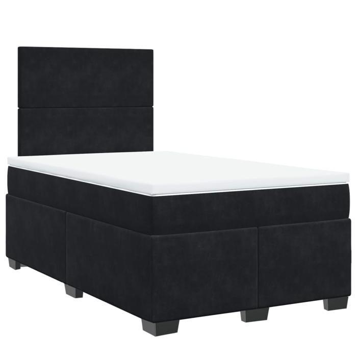 VidaXL Sommier à lattes de lit avec matelas noir 120x190 cm velours, lit, lit à plate-forme, lit à panneaux, meuble de 3293154