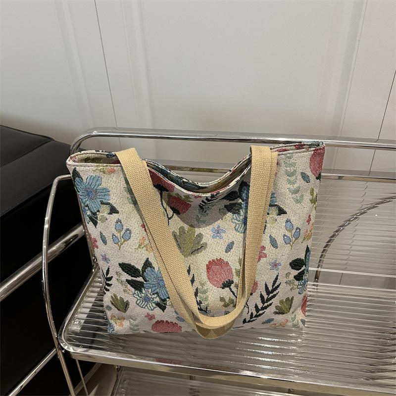 Popular Large-capacity Niche Shoulder Bag Women's 2025 New Ins Cloth Bag Tote Bag Class Handbag Commuter Bag
