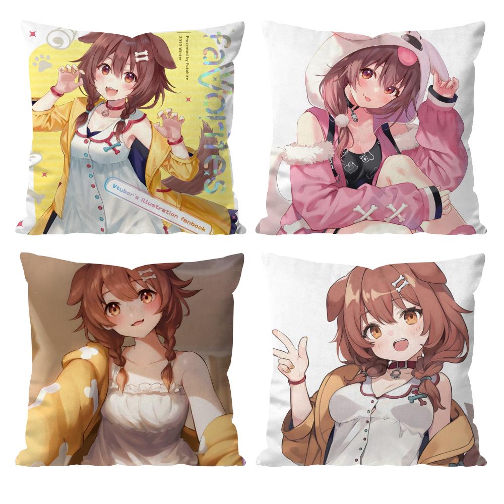 Anime Singer INUGAMI KORONE Cushion Cover Pattern Printed Pillowcase for Living Room Sofa Cushion Cover & Bedroom Decor