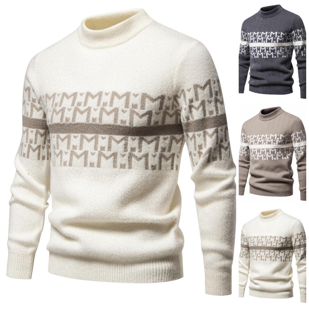 Hot Selling Explosive Autumn and Winter New Casual Jacquard Crew Neck Sweater Bottom Knitted Knitwear
