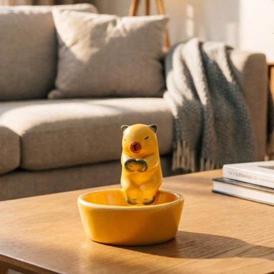 Ceramics Cat Ashtray Heat-resistant Lotus Leaf Kitten Capybara Ash Holder Ornament Home Office Outdoor Decorative Ash Tray