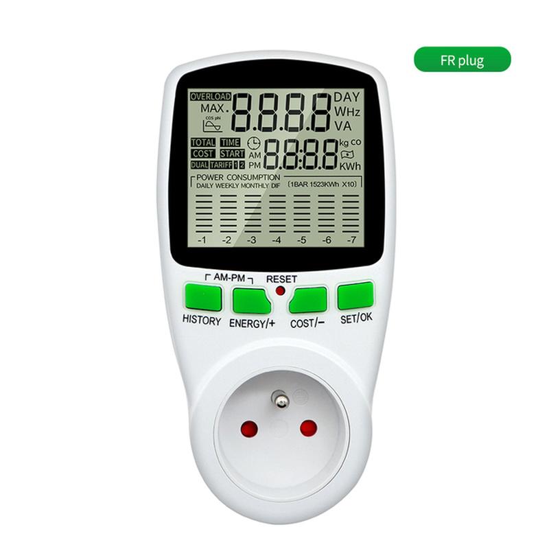 Digital Wattmeter AC Power Meter Electric Consumption Energy Meter EU Plug Socket Power Kilowatt Wattage Voltage Indicator