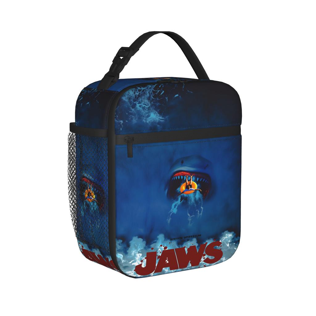 Jaws Movie Lunch Bag Retro Lunch Box For Unisex Picnic Portable Insulated Cooler Bag Oxford Custom Thermal Lunch Bags