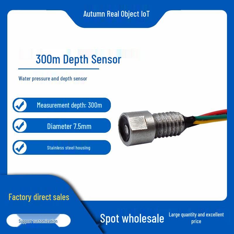 300m Water Depth Sensor, 7.5mm Diameter, Stainless Steel Housing, Water Pressure Measuring, 300mm Depth. 300 meters