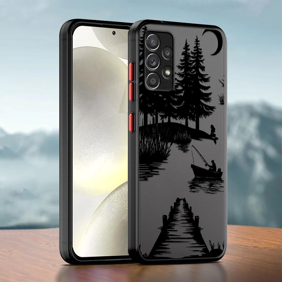

Phone Cover Case for Samsung Galaxy A73 A33 A56 A55 A35 A53 A14 A23 A52S A72 A17 A52 A54 A16 A15 A34 A36 Cartoon Forest Fishing Galaxy A56