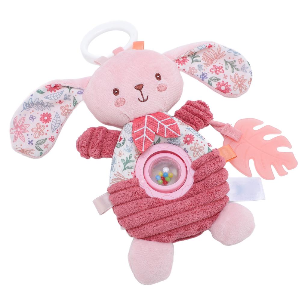 Pink Baby Plush Hanging Toy Cute Cartoon Portable Stroller Activity Toy for Baby Cribs and Cars