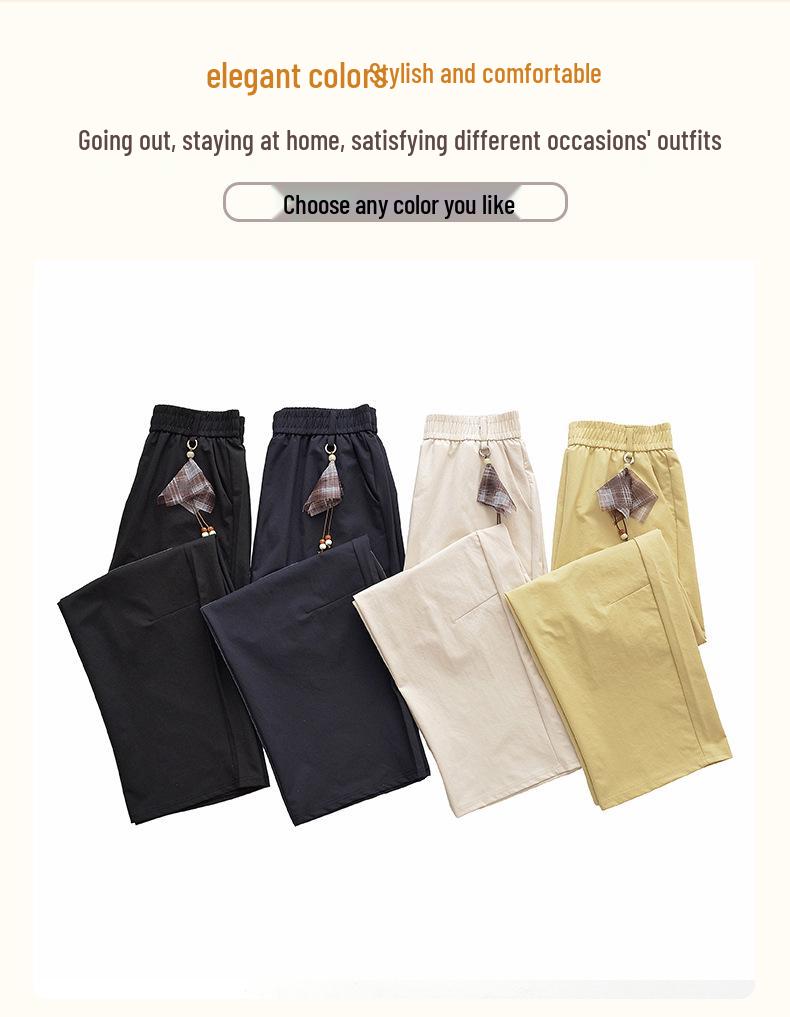 2026 New High-Waisted Elastic Straight-Leg Summer Pants for Middle-Aged Moms