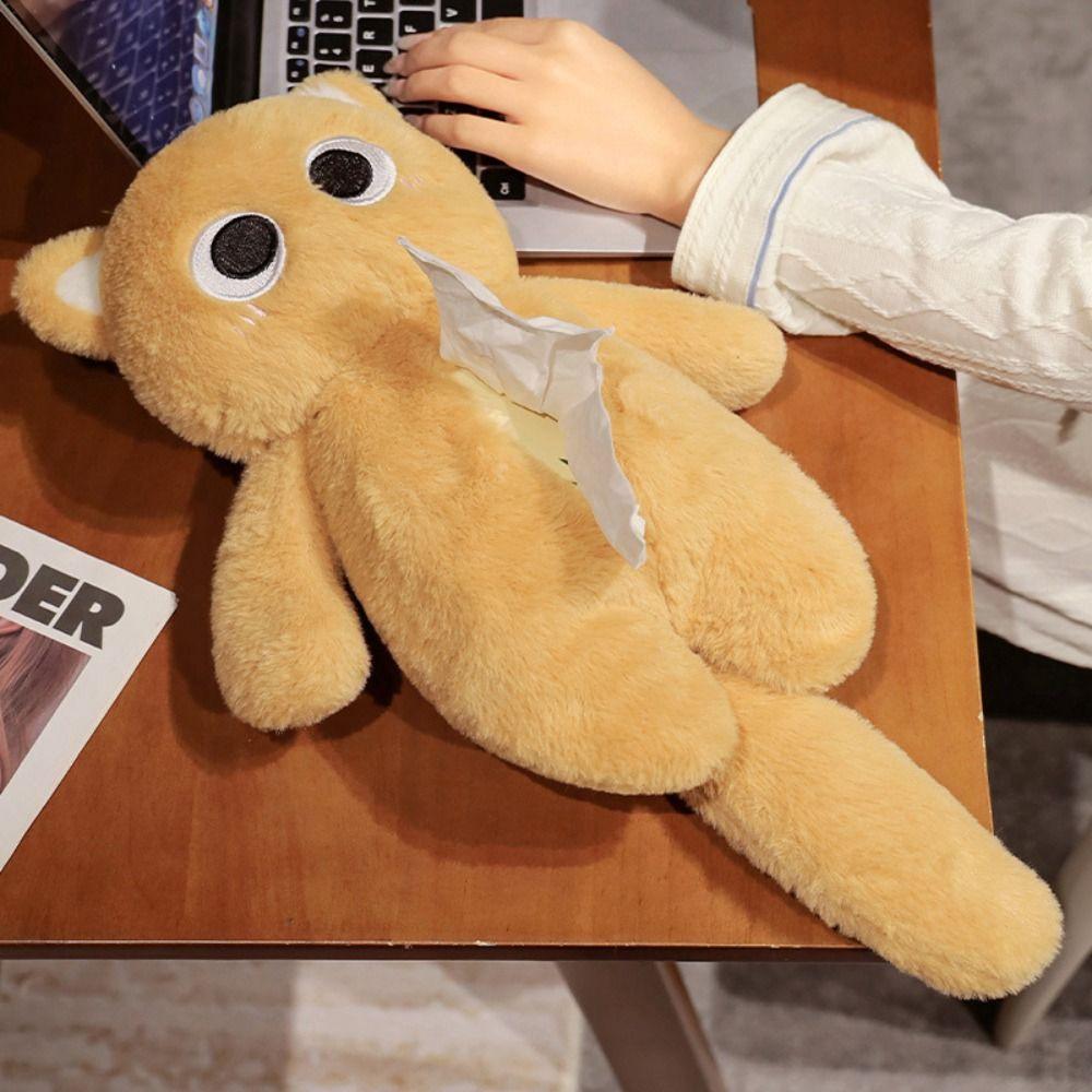 Cat Plush Toy Cats Tissue Box Plush Cat Paper Handkerchief Box  Living Room Table
