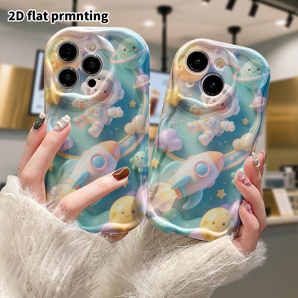 Phone case: 2D flat design suitable for iPhone 18 17 16 15 14 13 Pro protective case, astronaut, perfect Christmas and Halloween holiday gift