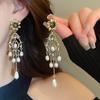 Exquisite Vintage Metal Earrings Waterdrop Shape Flower Stud Earrings Pearl Drop Earrings  Party