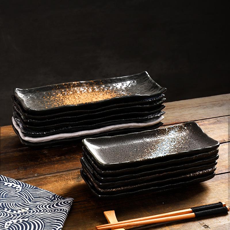 8-Inch long square plate Japanese ceramic plate creative cuisine sushi  large corner dim sum plate commercial flat