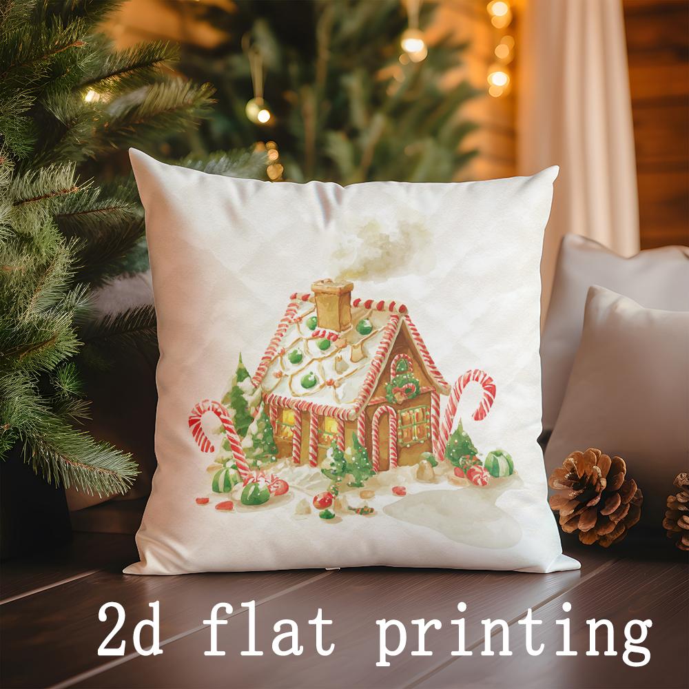 

Home Decor Christmas Appliance-Patterned Pillowcase Suitable For Sofa Bedroom Car Pillow Cover Cushion Rectangular Back Cushion 16x16Inch