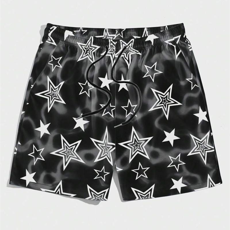 3d Printed Pentagram Pattern Shorts For Men Children Sports Casual Gradient Stripes Beach Shorts Summer Oversized Board Shorts