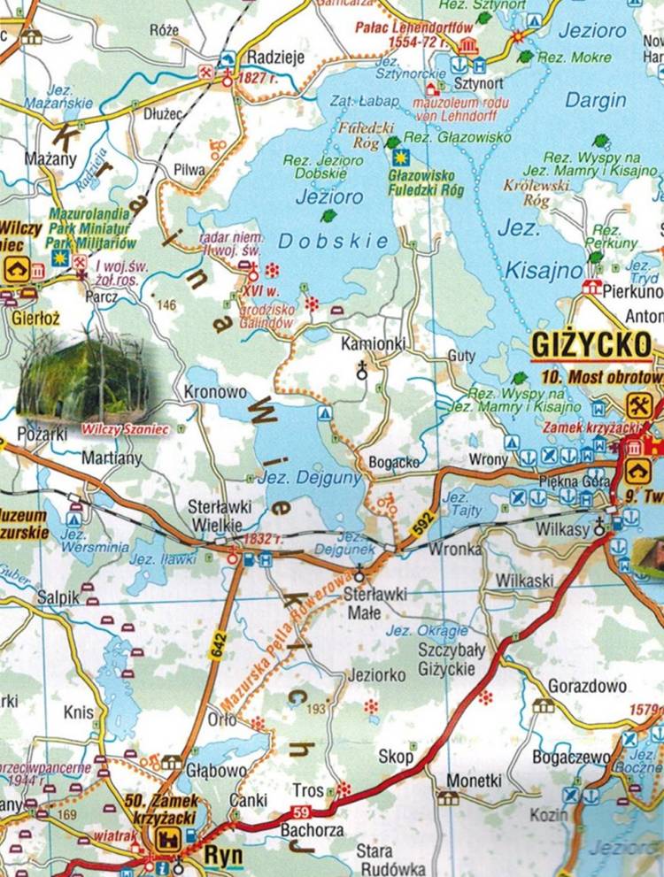 Warmia and Masuria. Laminated Map of Tourist Attractions. Wyd. 2025.  Compass