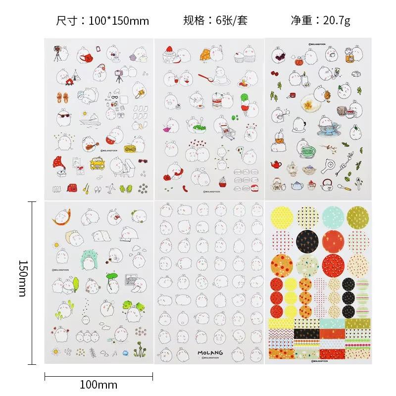 6 Sheets, Cute Expression Cartoon Doodle Cup Round Sticker, Multicolor Smile Face Gift Decoration Hand Account Sticker, Korean