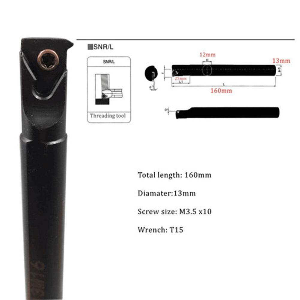 SNL0013M16 Left Hand Internal Threading Boring Bar 10pcs 16ER AG60 Inserts CNC Turning Kit Accessories