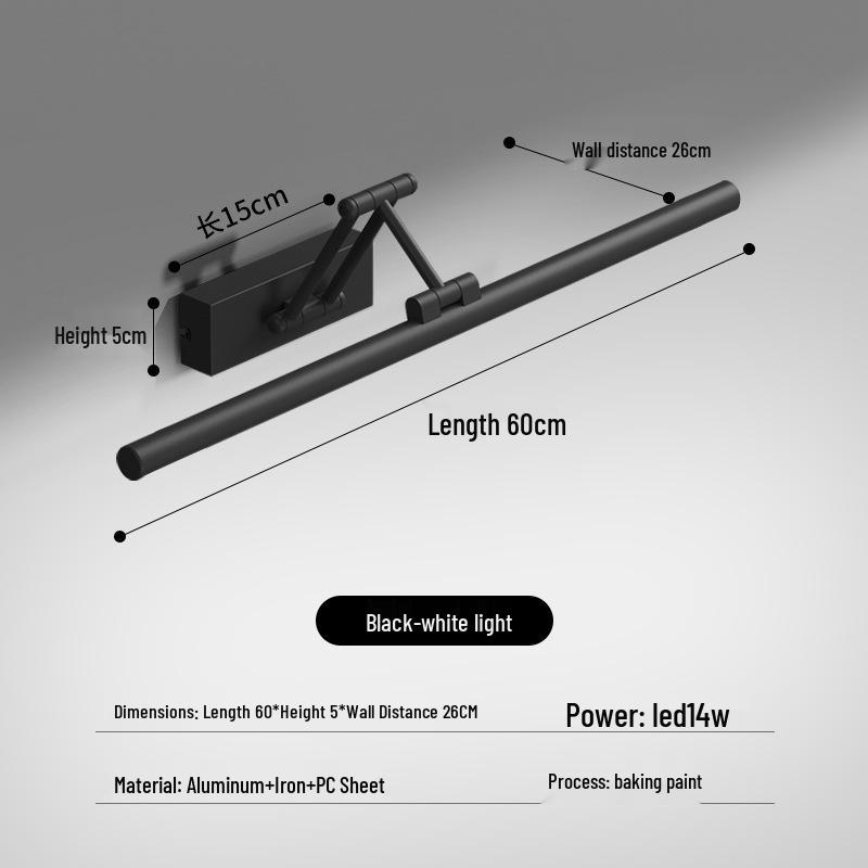 LED Vanity Mirror Light: Drill-Free Installation for Bathroom or Dressing Table Cabinets
