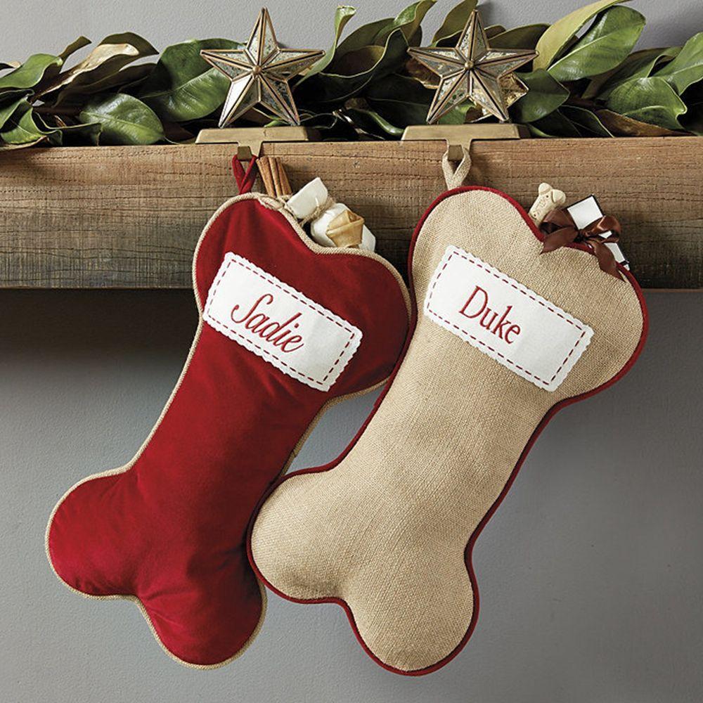 

Holiday Burlap Hanging Christmas Pet Supplies Dog Bone Christmas Stockings Decoration red