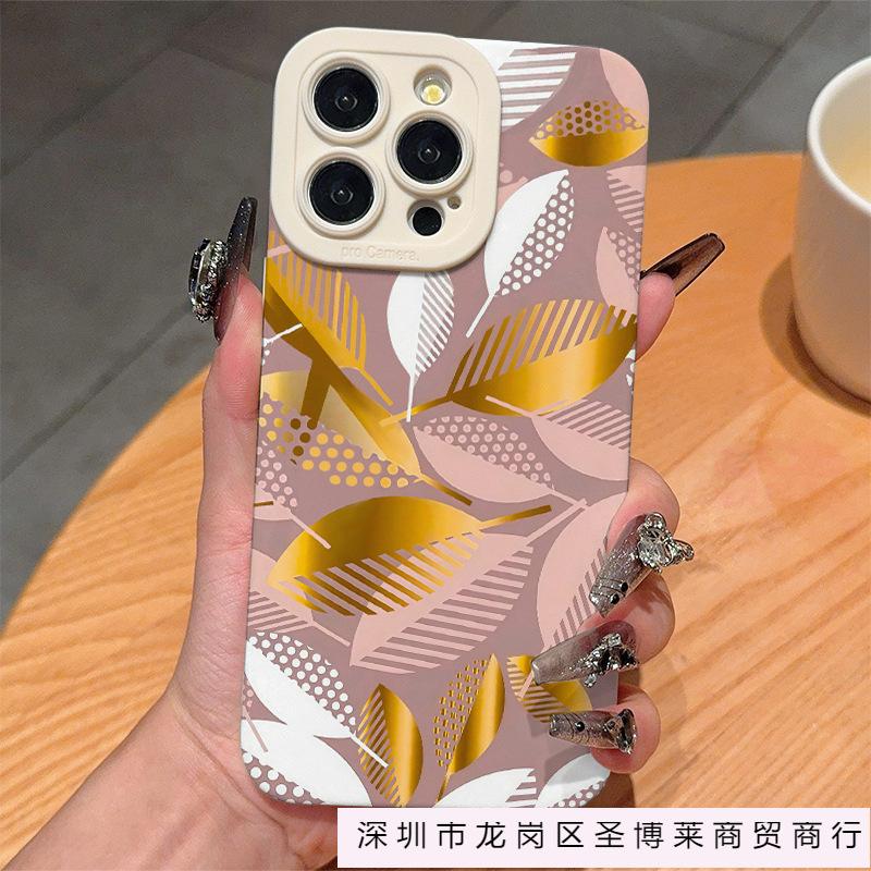 Champagne gold leaf for iPhone7/8plus Apple 11/12/13/14/15/16 ProMax case