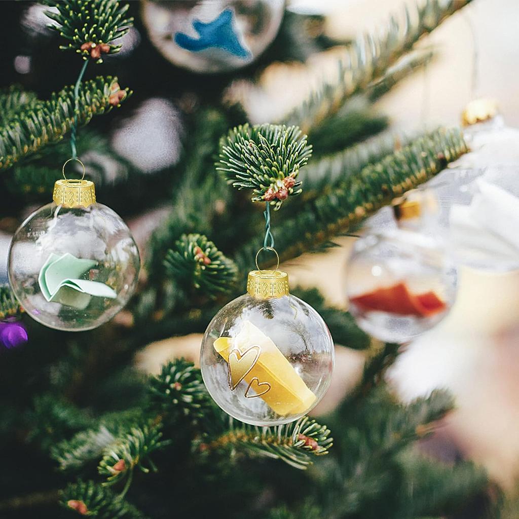100/200 Stück Runde Weihnachtsbaumkugel-Anhänger Kappen Abnehmbar Metall-Weihnachtskugeln Aufhängekappen Festliche Neujahrsparty DIY-Dekorationen