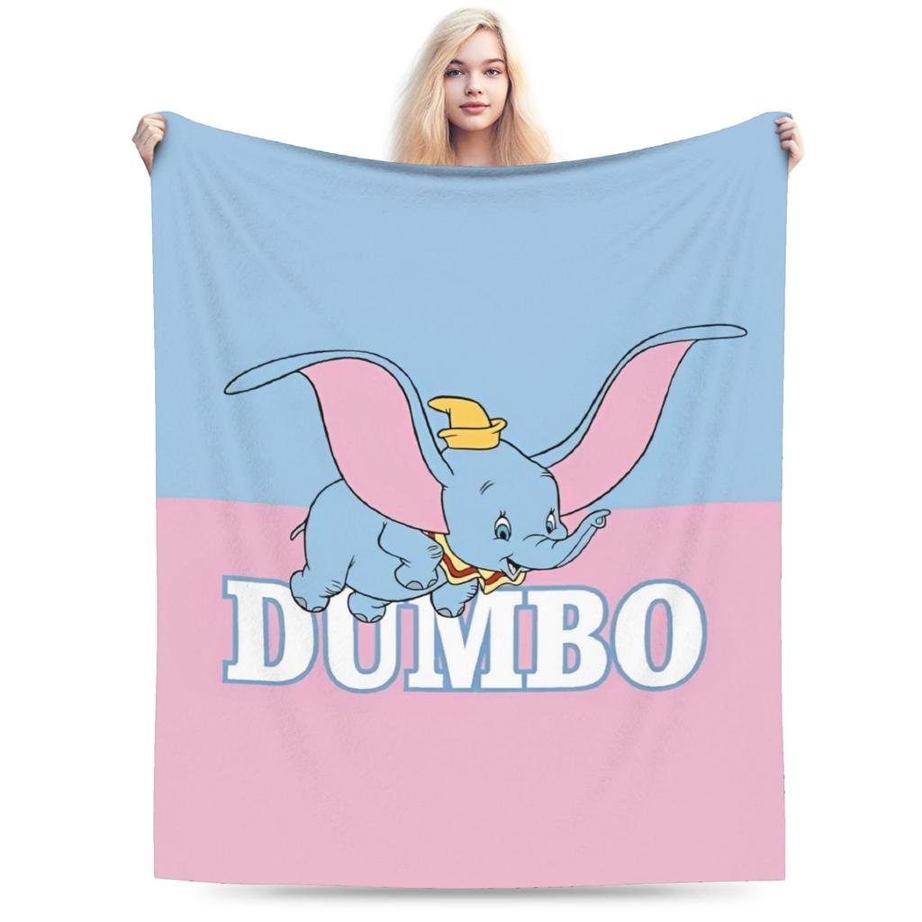 Dumbo Cartoon Blankets Velvet Spring Autumn The Flying Elephant Portable Warm Throw Blanket for Sofa Travel Plush Thin Quilt