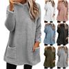 Women's Fashion Casual Long Sleeve Pocket Double Sided Fleece Solid Color Hooded Sweatshirt Top