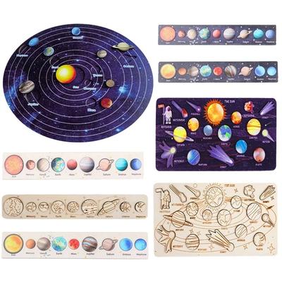 Girl Universe Science Planet Matching Wooden Puzzle Planet Puzzles Solar System Puzzle Jigsaw Tray