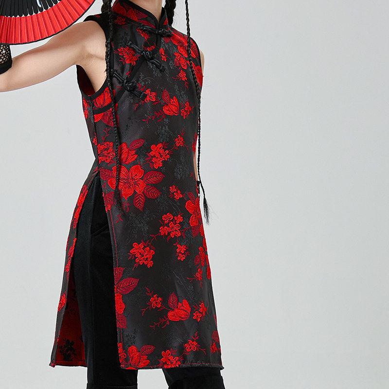 Chinese Style Jazz Dance Costumes for Girls – Trendy Performance Set for Model Runway Shows