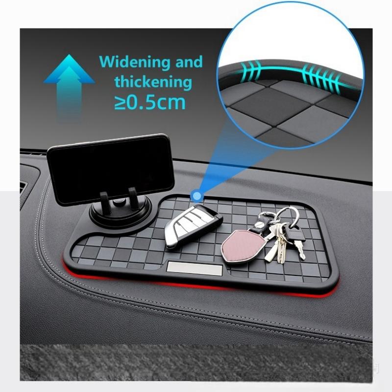 2 in 1 Dashboard Anti Slip Mat with Phone Mount 360-Degree Rotation Car Phone Holder PVC Non-Slip Key Storage Mat for Car