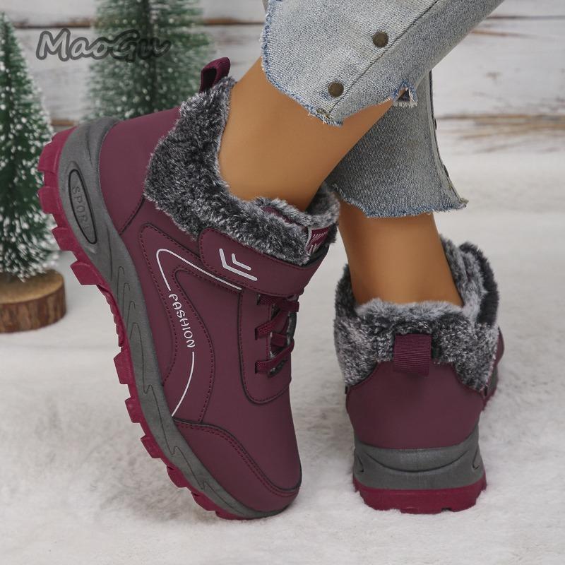 Fashion Women's Winter Footwear Plush Warm Snow Boots Platform Non-slip Fur Ankle Boot Outdoor Women Botines Botas Invierno Mujer Size36