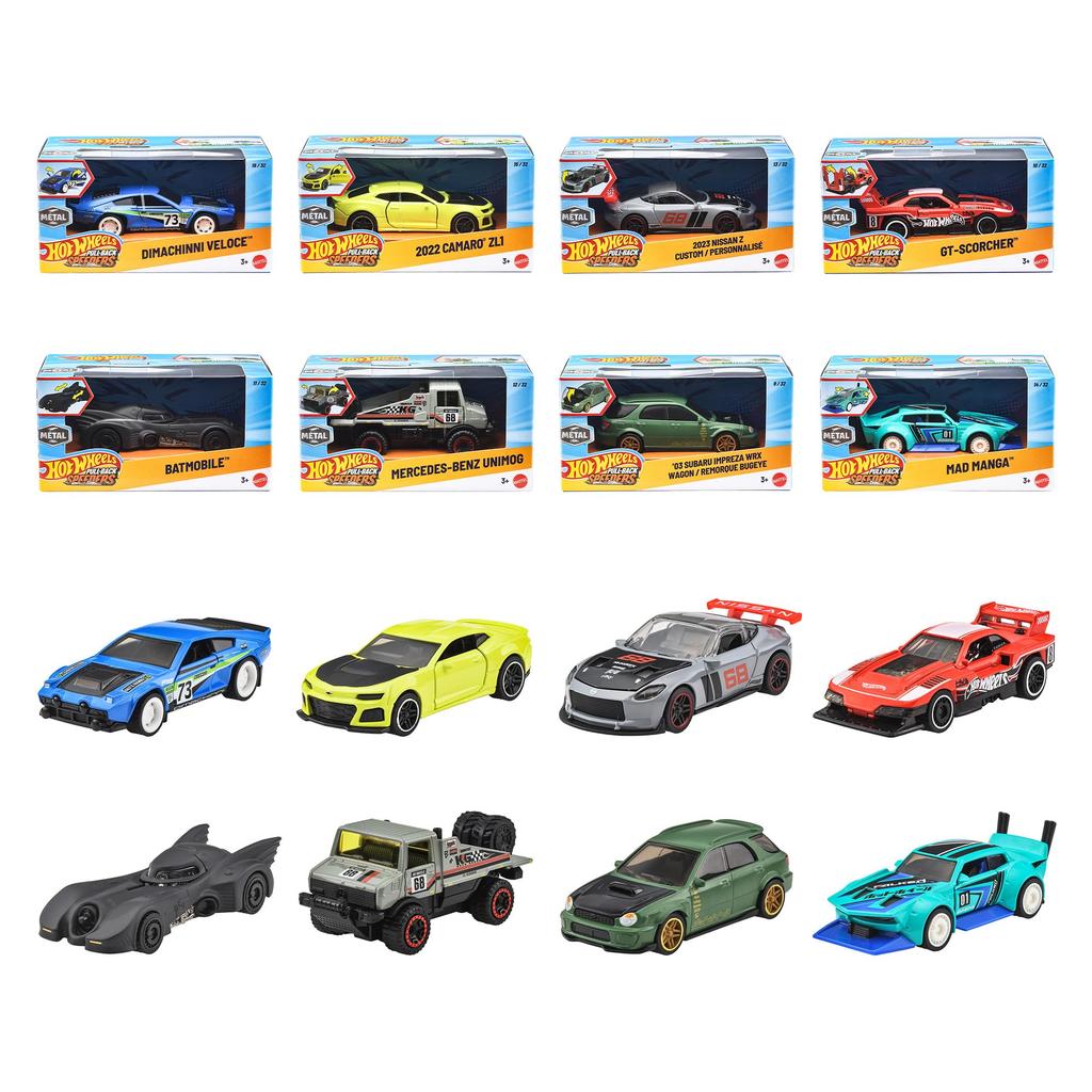 Hot Wheels Pullback Assorted Vehicle Miniature Box of Ages Toys, Cars, 8, 3+, Multi-color, HPT04-986Q