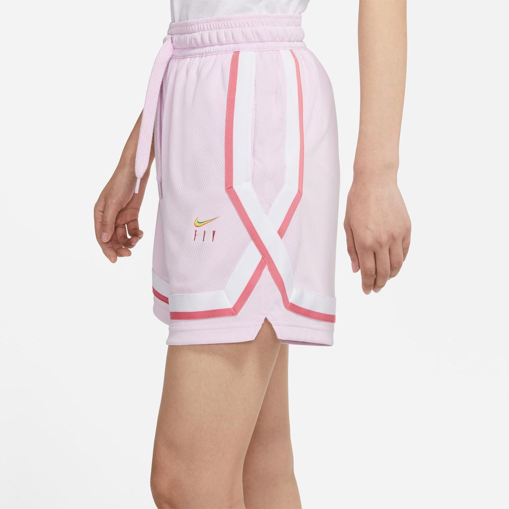 Nike Dri-Fit Fly Embroidered Logo Loose Sports Casual Breathable Shorts Women Shorts Pink DM7906-695