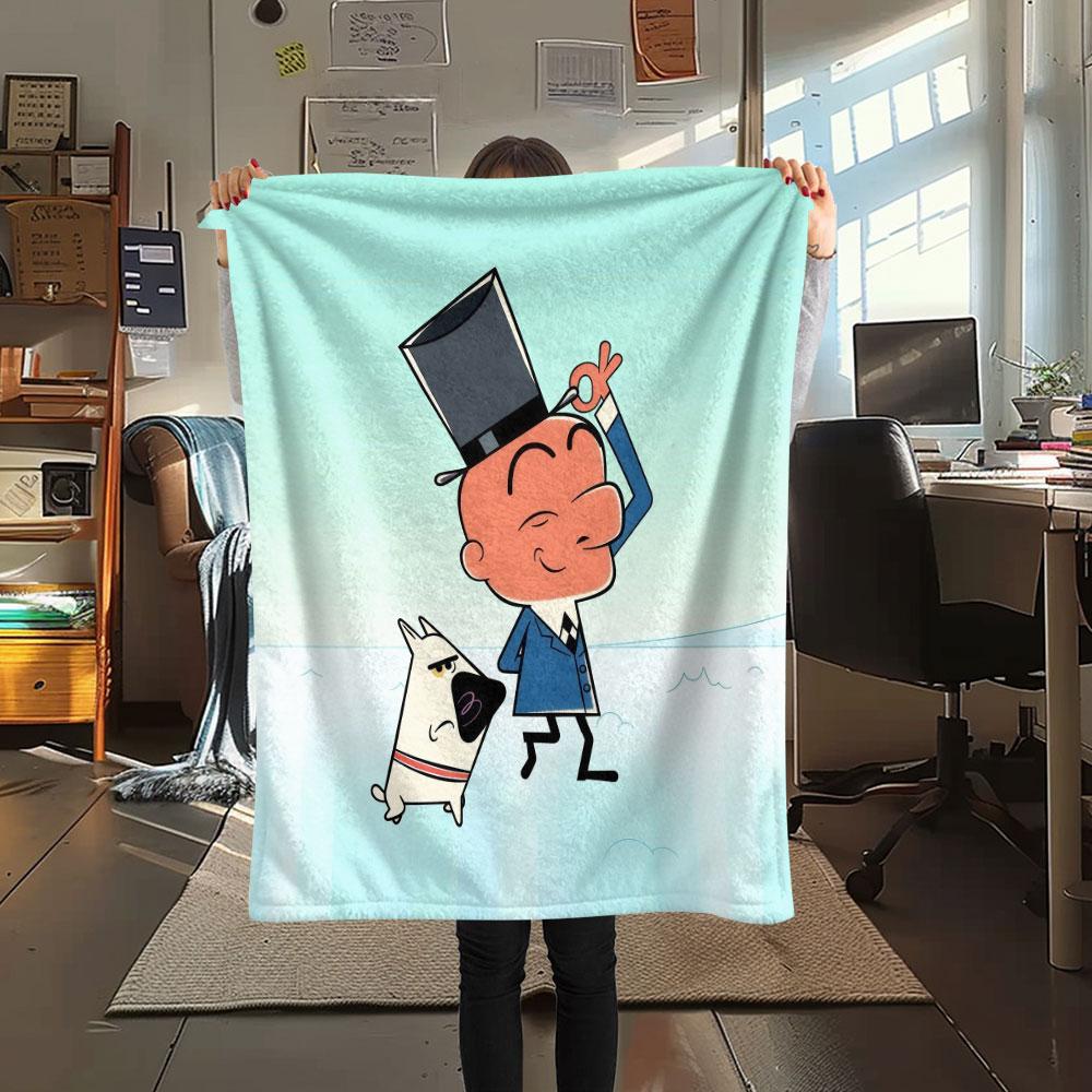 Mr. Magoo Printed Flannel Blanket, soft throw for bedroom sofa, washable, Christmas present, great gift.