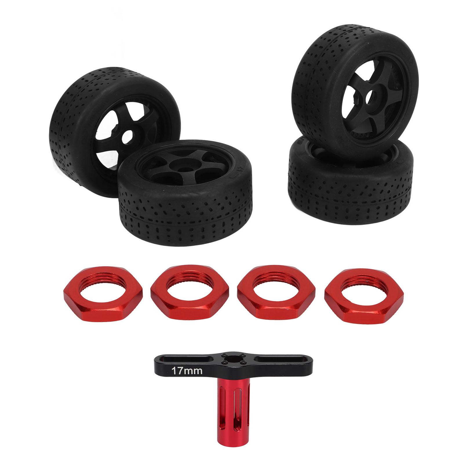 

4pcs RC Tires 17mm Hex Plastic Wheel Rims Rubber Tires Set 5 Spoke RC Wheels for ARRMA INFRACTION