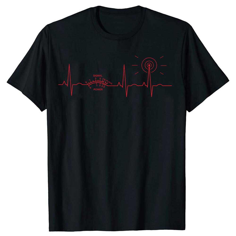 

Funny Ham Radio Heartbeat Graphic 100% Cotton T-shirts Men Women s Fashion Casual Tshirt Loose Oversized Streetwear T Shirt -... S разноцветный