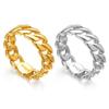 Silver Color Wedding Gift for Women Men Jewelry Link Chain Ring Stainless Steel Band Ring