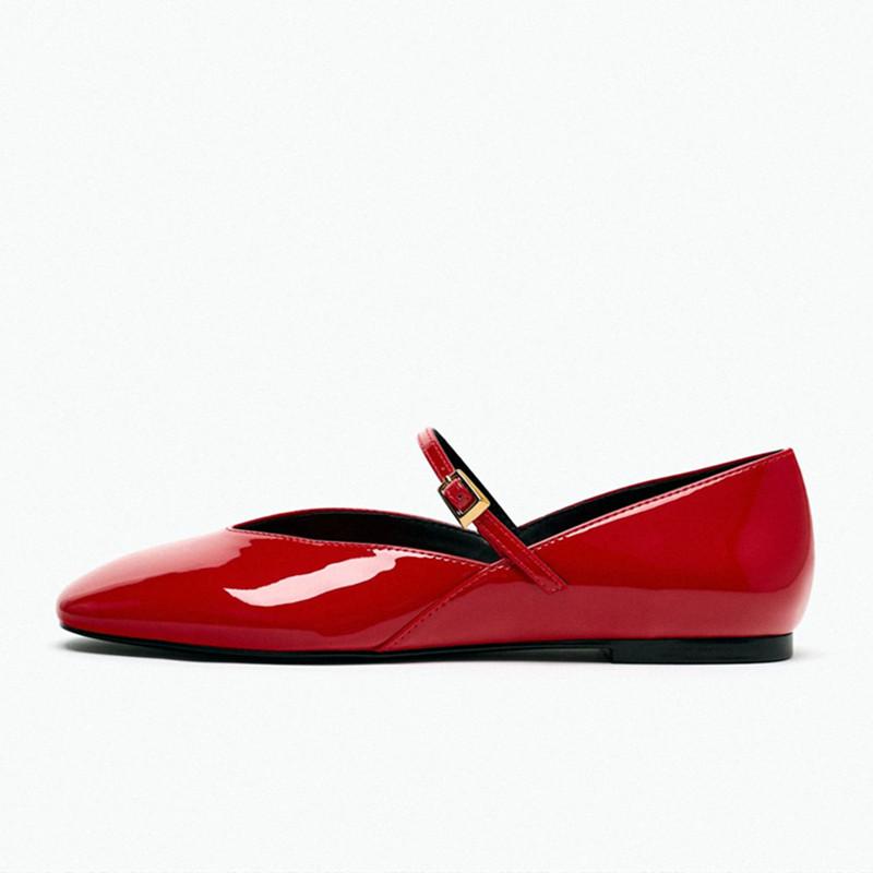Fashion Fashion Soft Patent Leather Mary Jane Shoes Women Comfort One Strap Buckle Ballet Flats Light Anti Slip Casual Shoes for Women