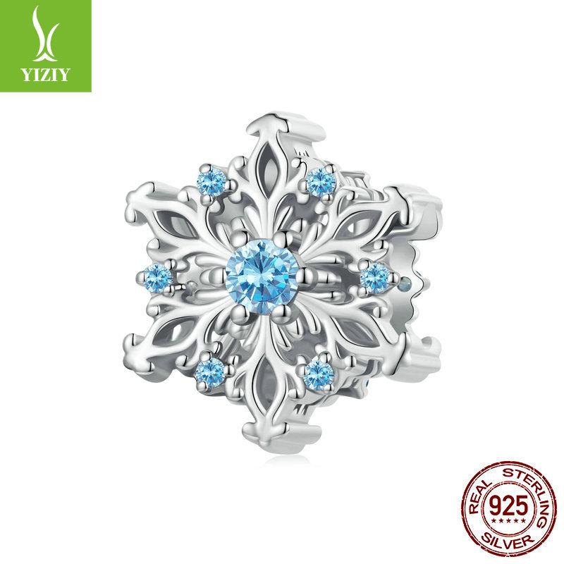 Winter Snowflake Diy Bracelet Beaded Accessories, Christmas S925 Silver Pendant