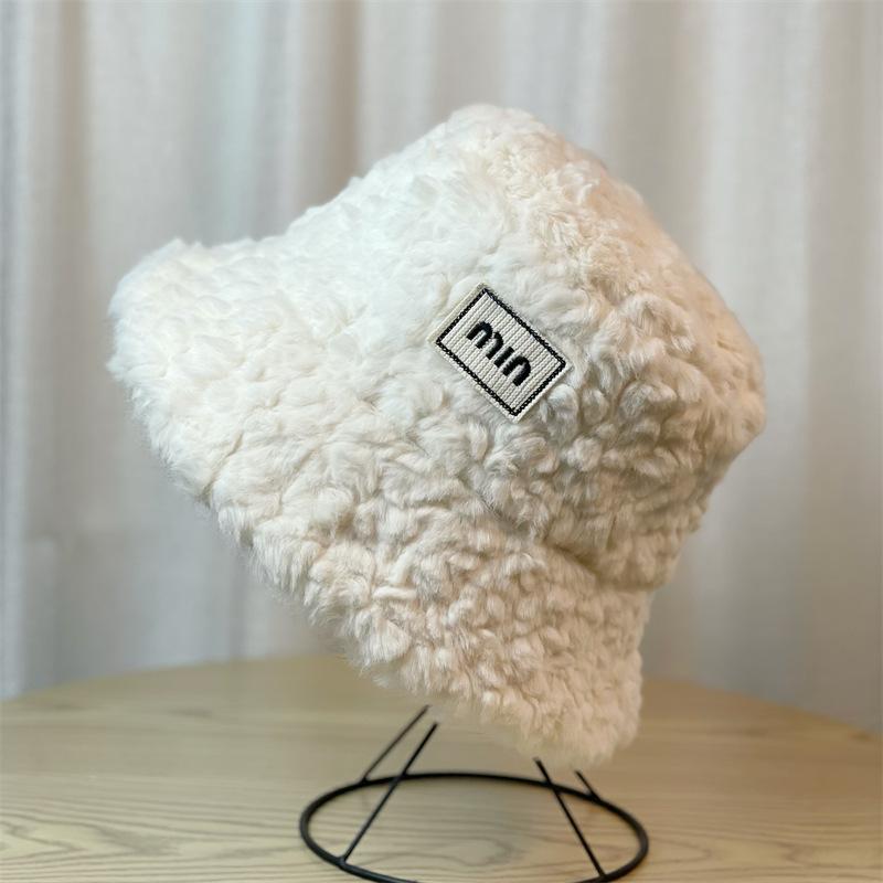 Hat Women's Velvet Thickened Warm Fisherman Hat Women's Korean Style Face Showing Cute Versatile Cold Hat Warm Hat Large Brim