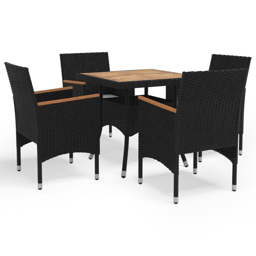 Ensemble à manger de jardin 5 pcs  Résine tressée et acacia
