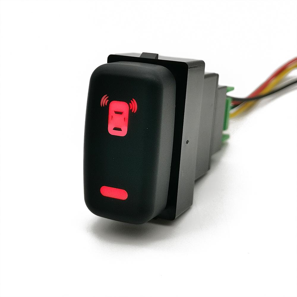 1PC Red LED Light Car DRL Radar Power On Off Fan Switch Button with wire For Mitsubishi Outlander 06-12 Pajero Lancer Radar