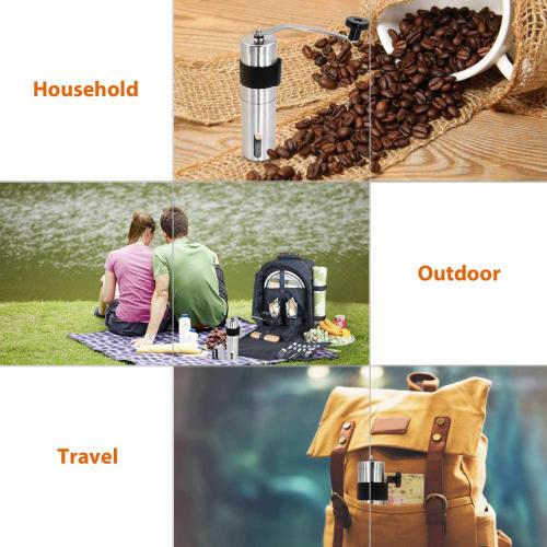 HXDWLKJ Small Mini Coffee Mill, Manual Coffee Grinder, Stainless Steel and Ceramic, Washable, Adjustable Grind Size, Portable Kitchen Grinding Tool Fo