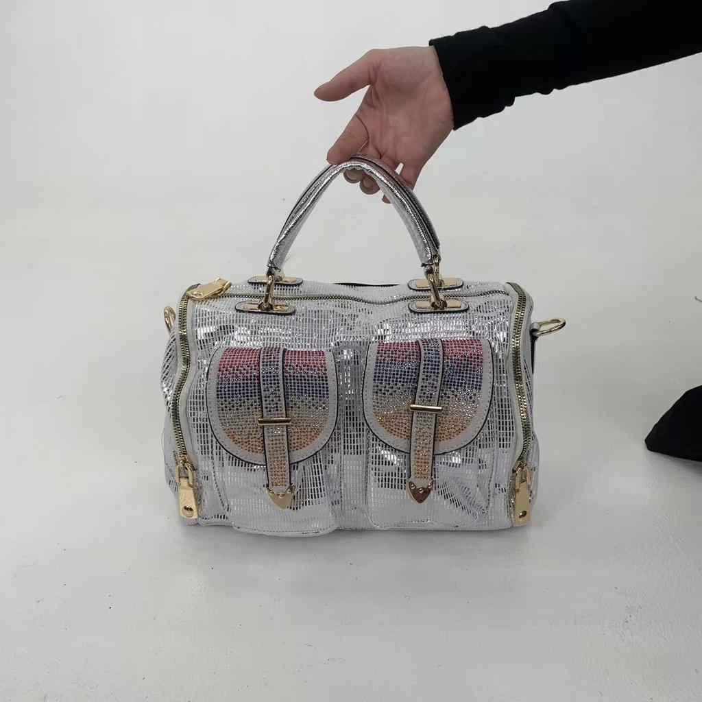 Europäische und Amerikanische Elegante Damen-Schultertasche mit Diamantbesatz und mehreren Taschen, Luxuriös und Luxuriös, Crossbody-Handtasche für Society-Damen
