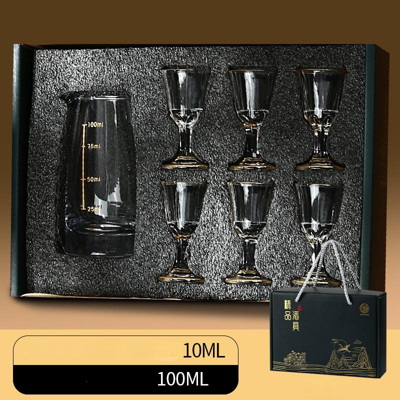 Super Cheap Shot Glasses Set Gift Box European Classic Clear Baijiu Cup Suit 1 Pc Decanter 6 Pc Shot Cup Vodka Liquor Bullet Cup