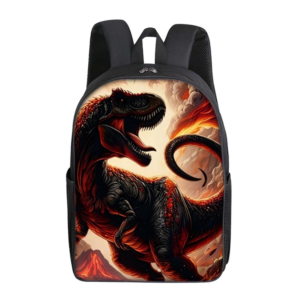 Volcano Dinosaur Print Single Layer Backpack Simple Style for Boys/Girls Children Best Gifts 2D Flat Cartoon School Bags