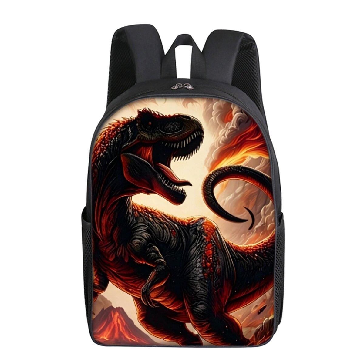 Vulkaan Dinosaurus Print Enkellaags Rugzak Eenvoudige Stijl voor Jongens/Meisjes Kinderen Beste Cadeaus 2D Plat Cartoon Schooltassen