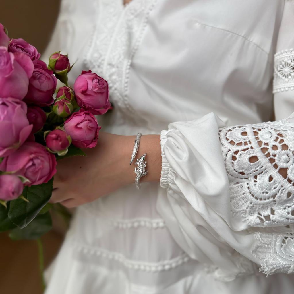 Silver Bracelet with Cubic Zirconia, Product Weight 18.13 G (2175636)